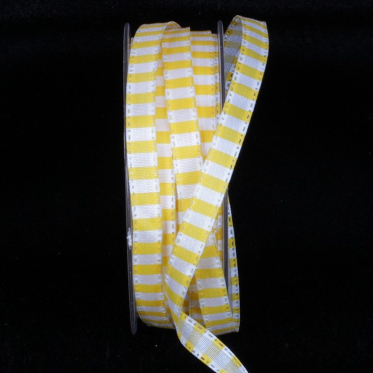 The Ribbon People Yellow and White Capri Wire Edged Craft Ribbon 0.25&#x22; x 110 Yards
